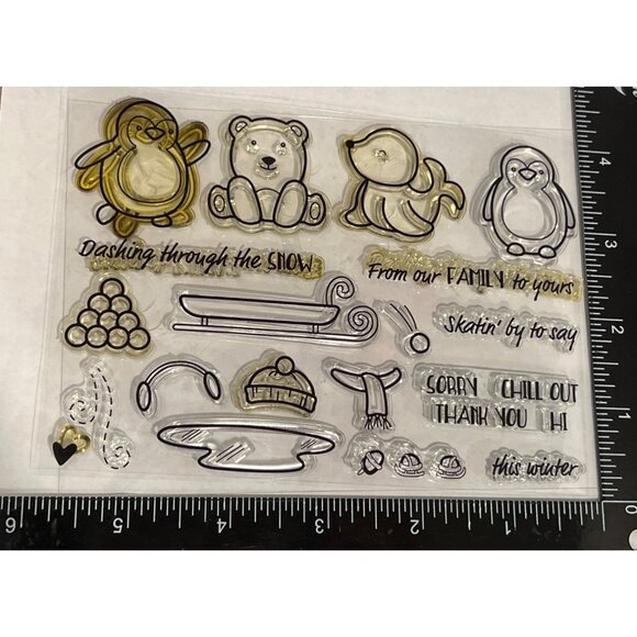 Stamp & Die WINTER WONDERLAND Embossing Folder Set Practical Publishing PENGUIN - Picture 4 of 5